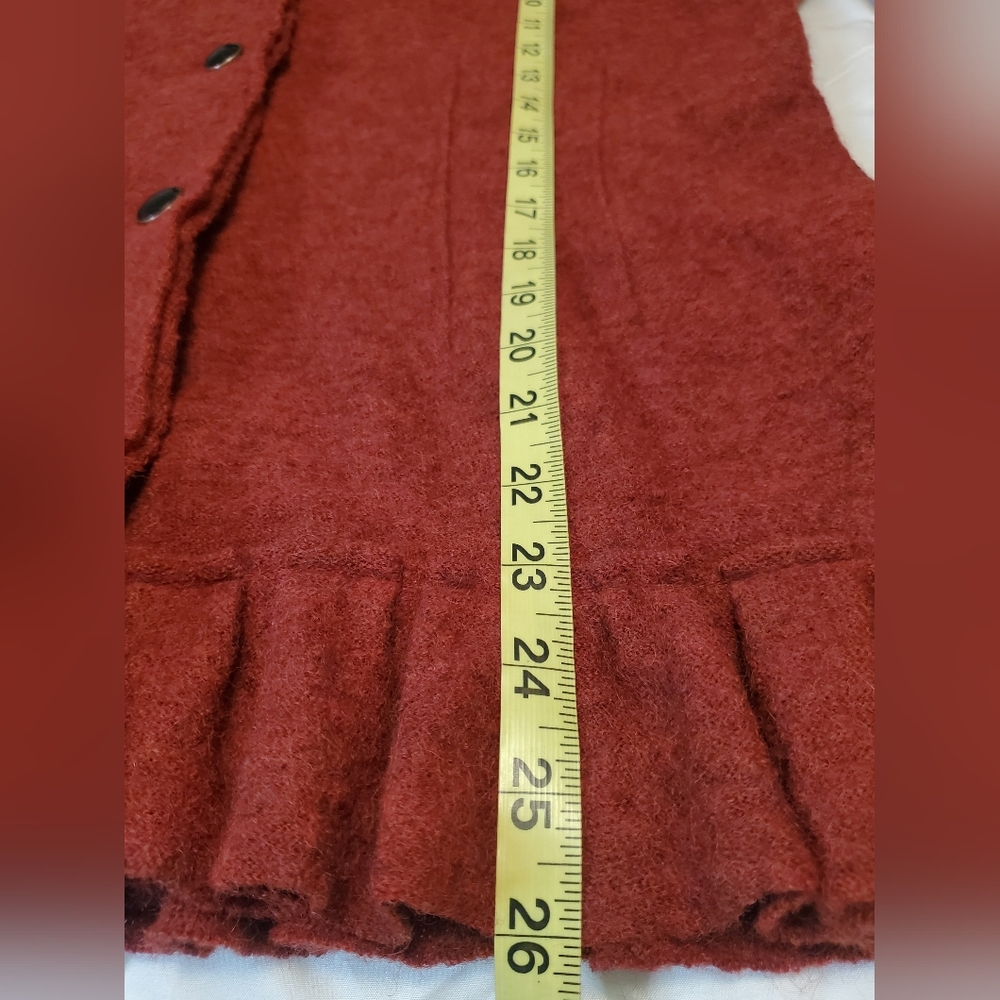JOSEPH A Rust Orange 100% Wool Ruffle Hem Jacket Size L - Picture 6 of 8